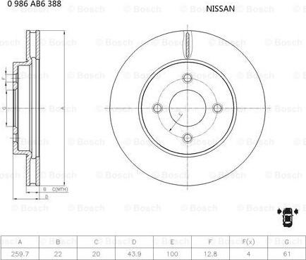 BOSCH 0 986 AB6 388 - Stabdžių diskas autoreka.lt