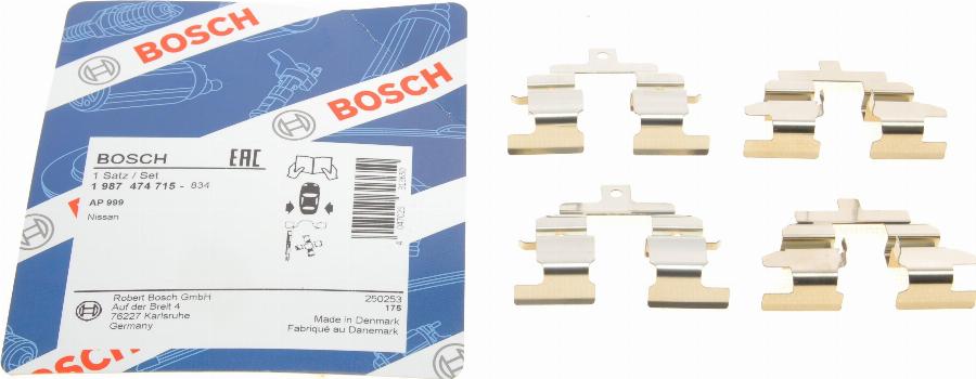 BOSCH 1 987 474 715 - Priedų komplektas, diskinių stabdžių trinkelės autoreka.lt