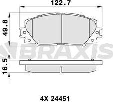 Braxis AB0537 - Stabdžių trinkelių rinkinys, diskinis stabdys autoreka.lt