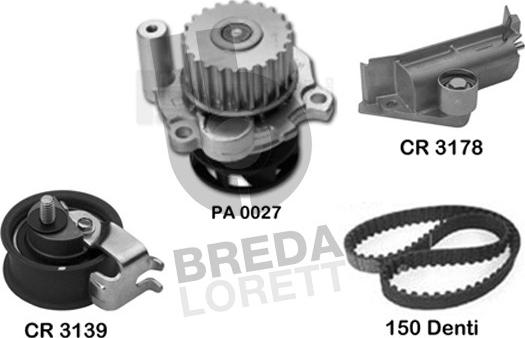 Breda Lorett KPA0645A - Vandens siurblio ir paskirstymo diržo komplektas autoreka.lt