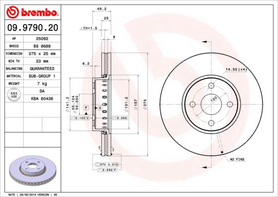 Brembo 09.9790.20 - Stabdžių diskas autoreka.lt