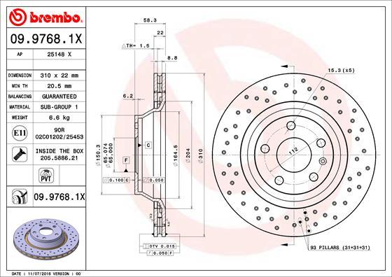 Brembo 09.9768.1X - Stabdžių diskas autoreka.lt