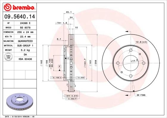 Brembo 09.5640.11 - Stabdžių diskas autoreka.lt