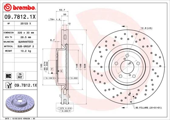 Brembo 09.7812.1X - Stabdžių diskas autoreka.lt