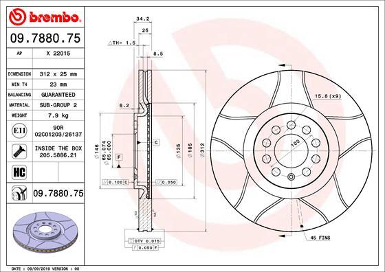 Brembo 09.7880.75 - Stabdžių diskas autoreka.lt