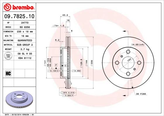 Brembo 09.7825.10 - Stabdžių diskas autoreka.lt