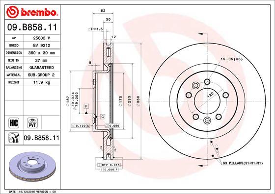 Brembo 09.B858.11 - Stabdžių diskas autoreka.lt