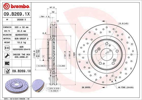 Brembo 09.B269.1X - Stabdžių diskas autoreka.lt
