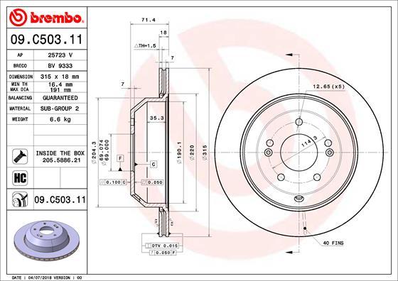 Brembo 09.C503.11 - Stabdžių diskas autoreka.lt