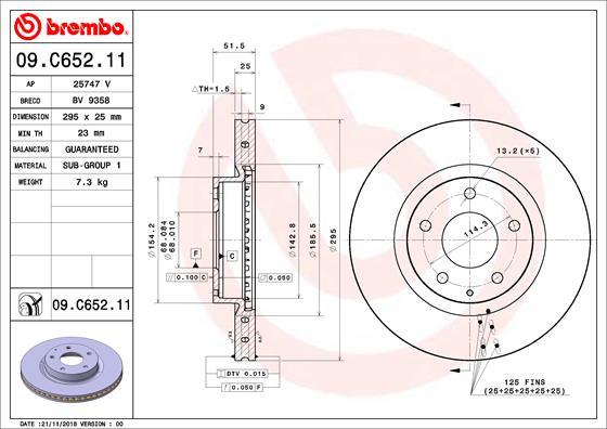 Brembo 09.C652.11 - Stabdžių diskas autoreka.lt