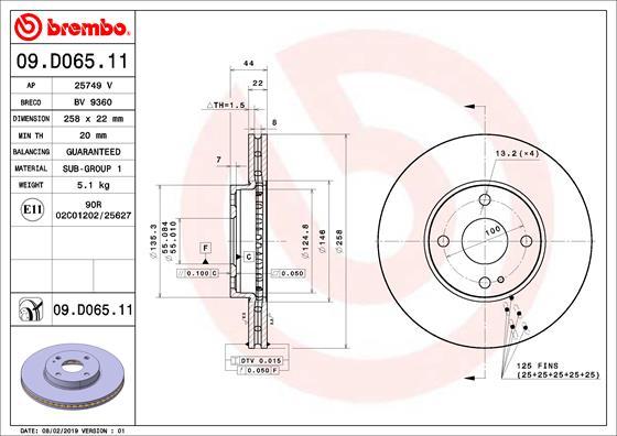 Brembo 09.D065.11 - Stabdžių diskas autoreka.lt