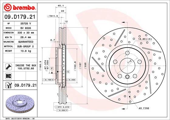 Brembo 09.D179.21 - Stabdžių diskas autoreka.lt