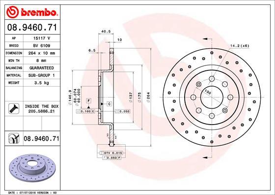 Brembo 08.9460.71 - Stabdžių diskas autoreka.lt