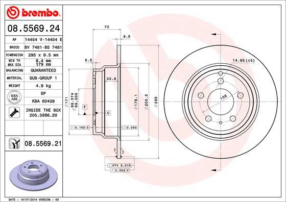 Brembo 08.5569.21 - Stabdžių diskas autoreka.lt