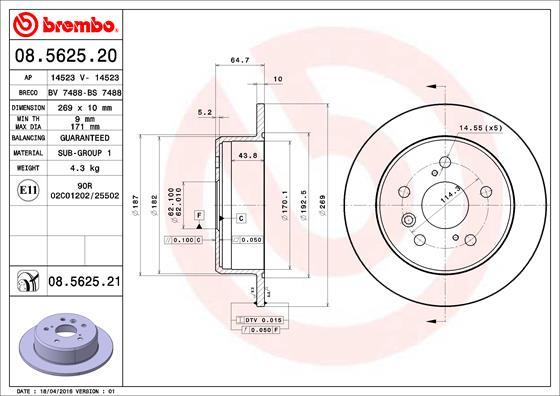 Brembo 08.5625.21 - Stabdžių diskas autoreka.lt