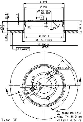 Brembo 08.7211.76 - Stabdžių diskas autoreka.lt