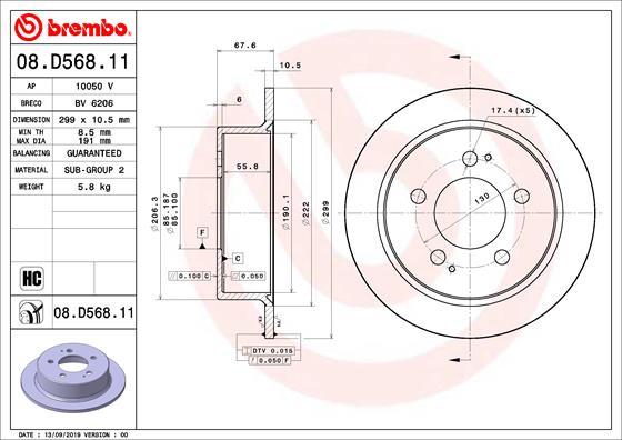 Brembo 08.D568.11 - Stabdžių diskas autoreka.lt
