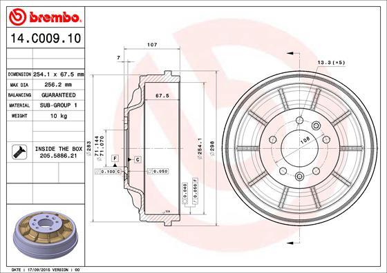 Brembo 14.C009.10 - Stabdžių būgnas autoreka.lt