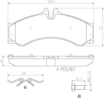 Brembo P50028N - Stabdžių trinkelių rinkinys, diskinis stabdys autoreka.lt