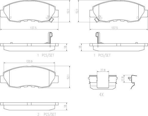 Brembo P28042N - Stabdžių trinkelių rinkinys, diskinis stabdys autoreka.lt