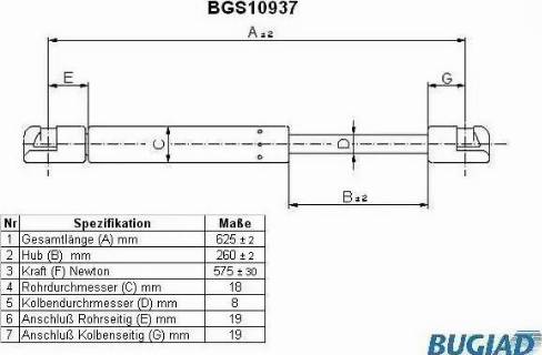 Bugiad BGS10937 - Dujinė spyruoklė, bagažinė autoreka.lt