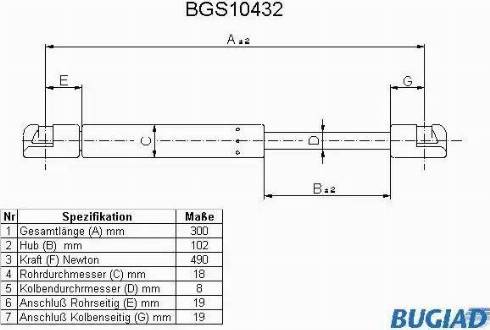 Bugiad BGS10432 - Dujinė spyruoklė, bagažinė autoreka.lt