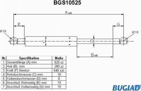 Bugiad BGS10525 - Dujinė spyruoklė, bagažinė autoreka.lt