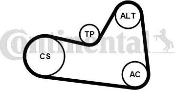 CONTITECH 6PK1033K1 - V formos rumbuotas diržas, komplektas autoreka.lt