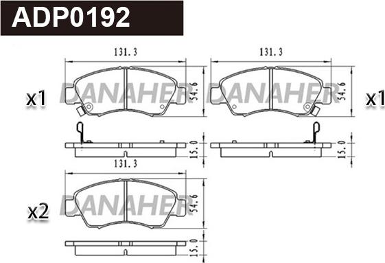 Danaher ADP0192 - Stabdžių trinkelių rinkinys, diskinis stabdys autoreka.lt
