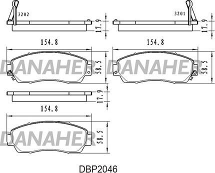 Danaher DBP2046 - Stabdžių trinkelių rinkinys, diskinis stabdys autoreka.lt