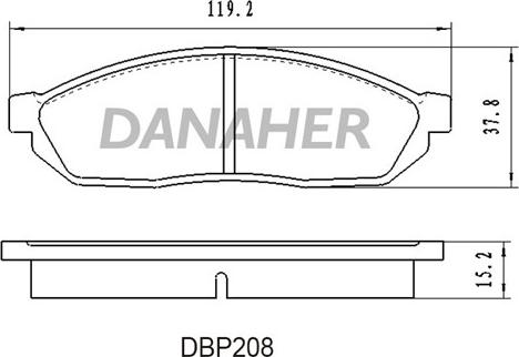 Danaher DBP208 - Stabdžių trinkelių rinkinys, diskinis stabdys autoreka.lt