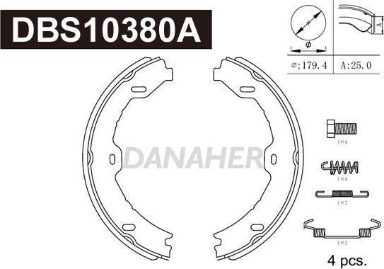 Danaher DBS10380A - Stabdžių trinkelių komplektas, stovėjimo stabdis autoreka.lt