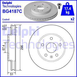Delphi BG4187C-18B1 - Stabdžių diskas autoreka.lt