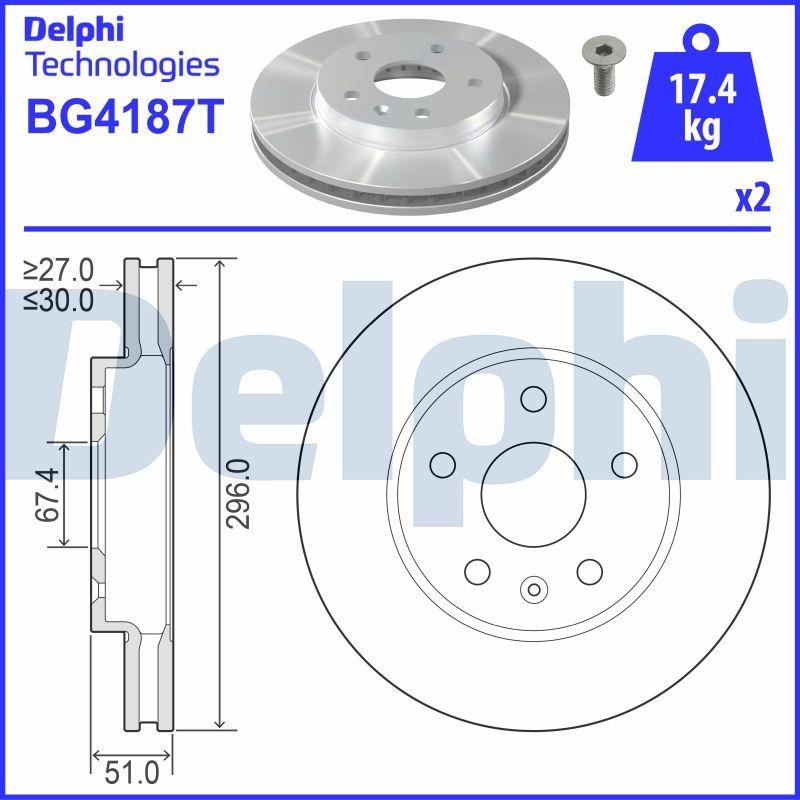 Delphi BG4187T - Stabdžių diskas autoreka.lt
