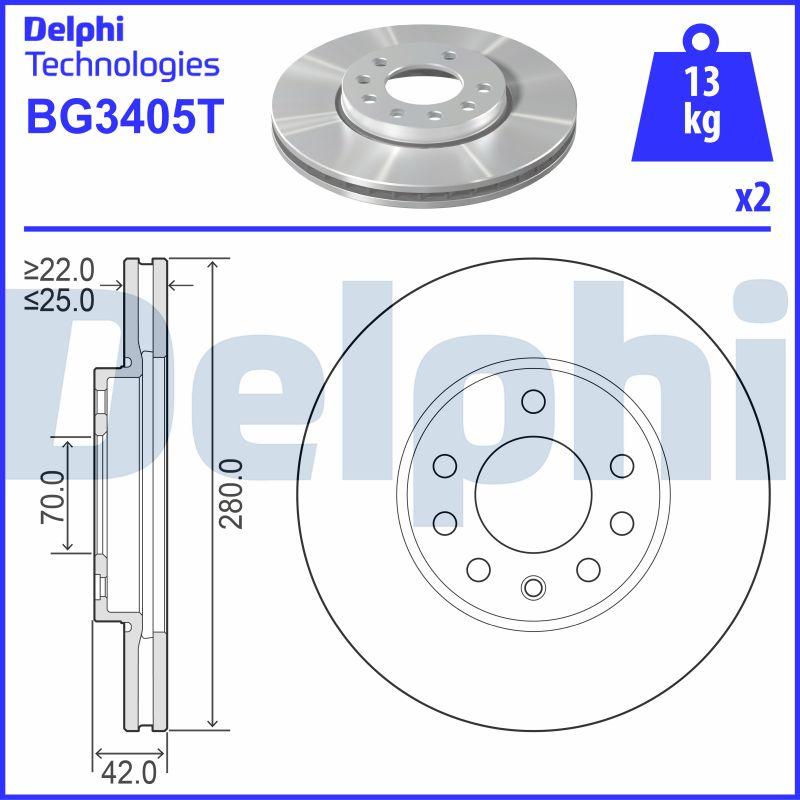 Delphi BG3405T - Stabdžių diskas autoreka.lt