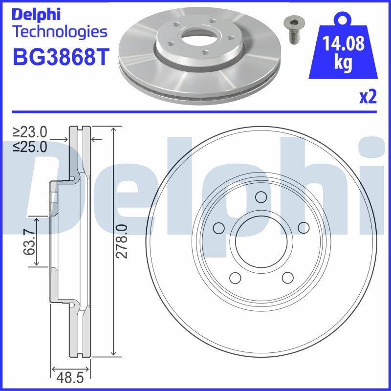 Delphi BG3868T - Stabdžių diskas autoreka.lt