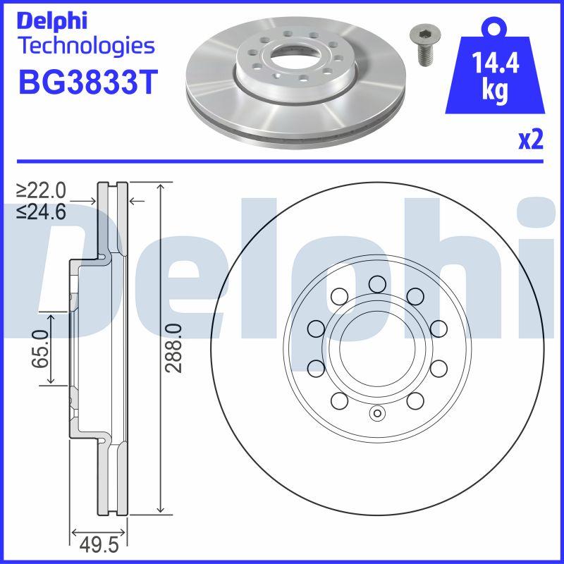 Delphi BG3833T - Stabdžių diskas autoreka.lt
