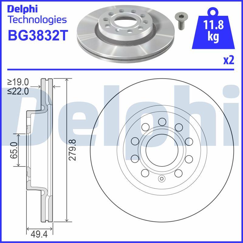 Delphi BG3832T - Stabdžių diskas autoreka.lt