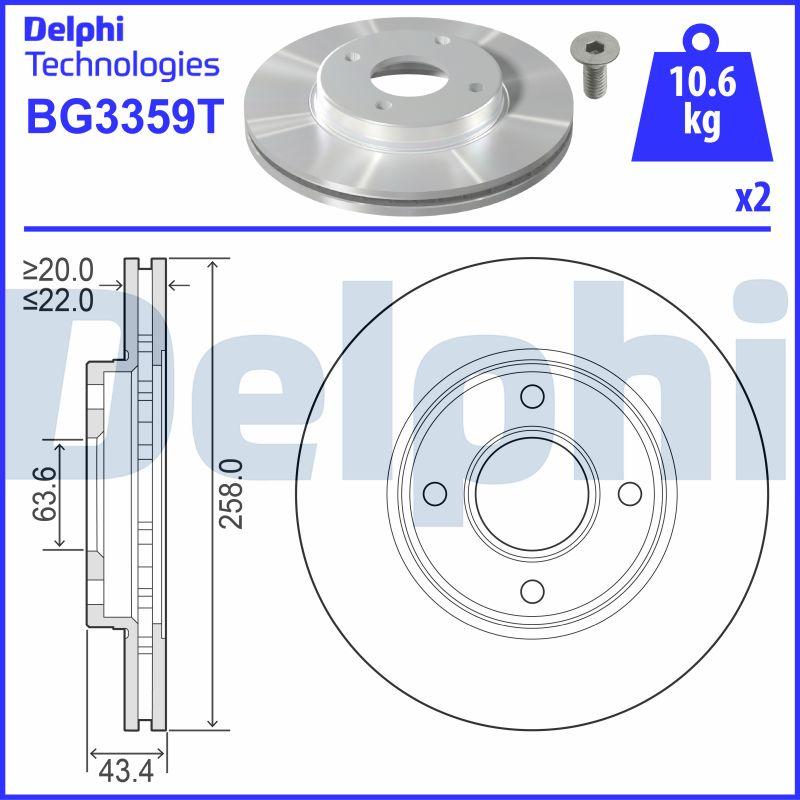 Delphi BG3359T - Stabdžių diskas autoreka.lt