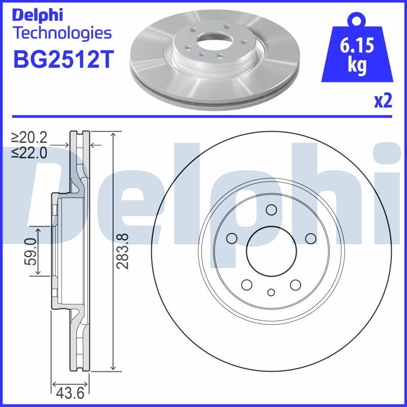 Delphi BG2512T - Stabdžių diskas autoreka.lt