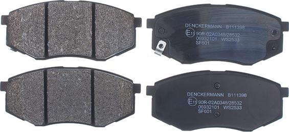 Denckermann B111398 - Stabdžių trinkelių rinkinys, diskinis stabdys autoreka.lt