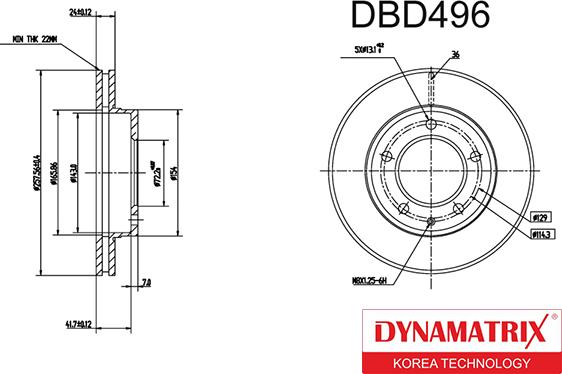 Dynamatrix DBD496 - Stabdžių diskas autoreka.lt