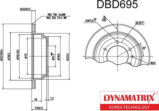 Dynamatrix DBD695 - Stabdžių diskas autoreka.lt