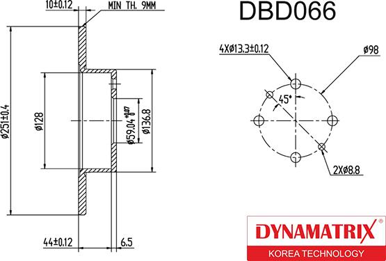 Dynamatrix DBD066 - Stabdžių diskas autoreka.lt
