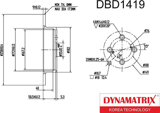 Dynamatrix DBD1419 - Stabdžių diskas autoreka.lt