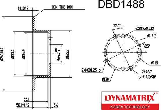 Dynamatrix DBD1488 - Stabdžių diskas autoreka.lt
