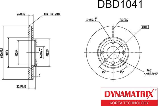 Dynamatrix DBD1041 - Stabdžių diskas autoreka.lt