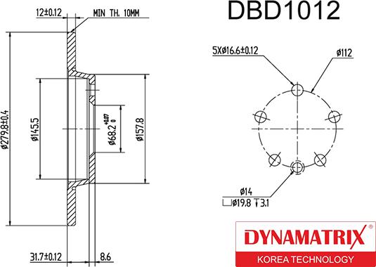 Dynamatrix DBD1012 - Stabdžių diskas autoreka.lt