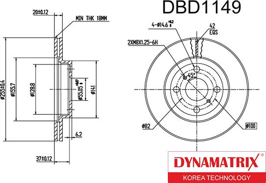 Dynamatrix DBD1149 - Stabdžių diskas autoreka.lt