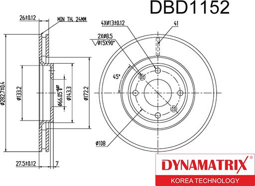 Dynamatrix DBD1152 - Stabdžių diskas autoreka.lt
